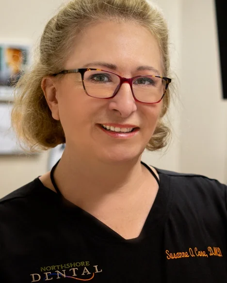 Dr. Susanne Core, DMD, in a Northshore Dental treatment room.